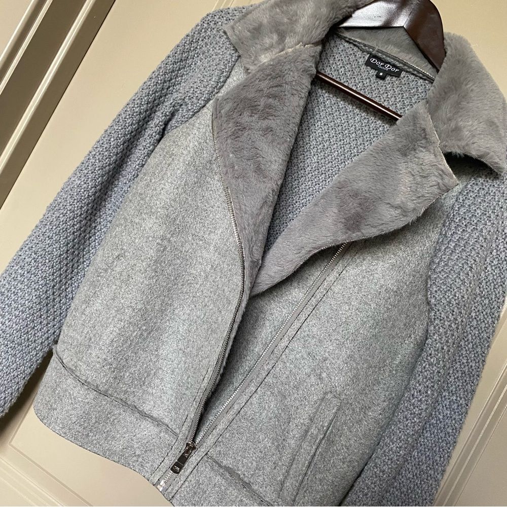 Dor Dor Couture‎ Grey Zip Up Jacket, Size Small